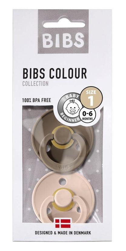 BIBS - Fopspenen - Blister T1 - 0-6 maanden - Set van 2 - Dark Oak / Blush