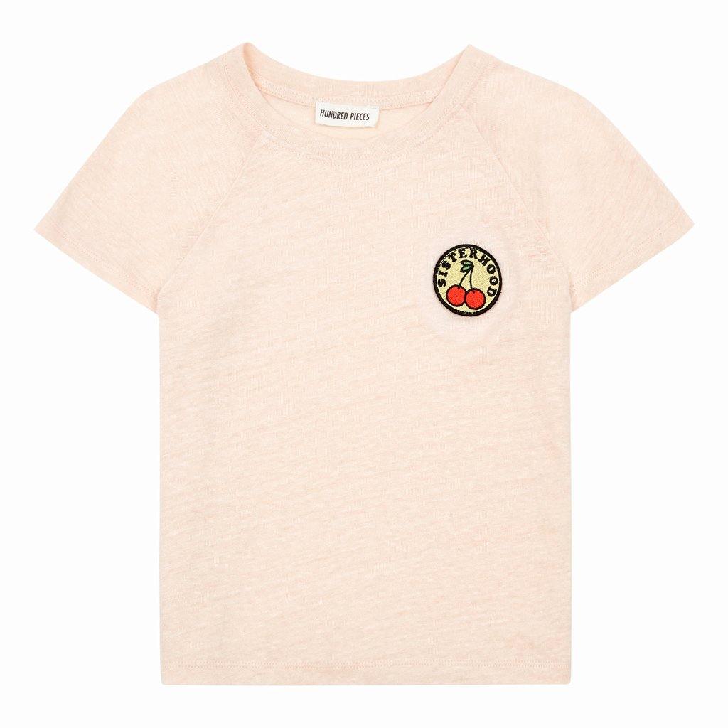 Hundred Pieces - Linnen T-shirt Sisterhood - Dusty Pink